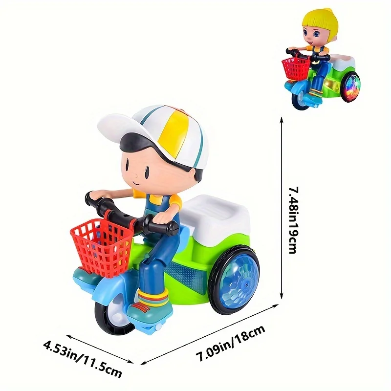 Robot giocattolo per bambini, macchinine acrobatiche girevoli, tricicli elettrici danzanti, motociclette per bambini, giocattolo a cartoni animati, giocattolo interattivo con musica e luci_voghion.com