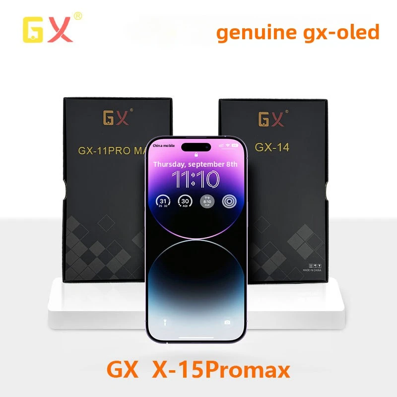GX 100% OLED 스크린 아이폰 13 14 15 15Pro 16Pro Max 디스플레이 트루톤 3D 터치 스크린 아이폰 교체용 도구 포함