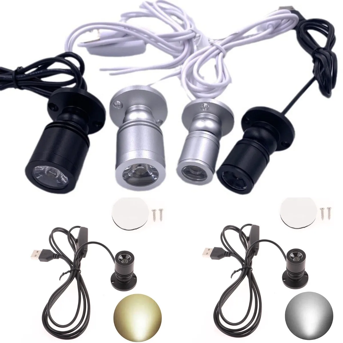 

USB 5V Interface LED Low-voltage Mini Spotlight 1W Jewelry Cabinet Showcase Counter Lamp Surface Mounted Ceiling Mini Spot Light