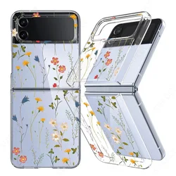 Flower Pattern Shockproof Transparent Folding Phone Case for Samsung Z Flip 7 (A108 Tulip)
