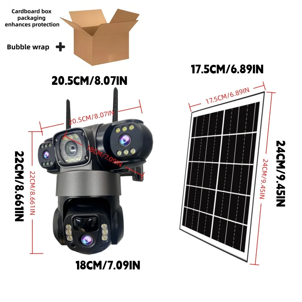 V380Pro Triple Lens 4G Solar Camera Outdoor 15MP 10X Zoom Triple Screen PIR Motion Detection Security Surveillance IP66 PTZ Cam 6