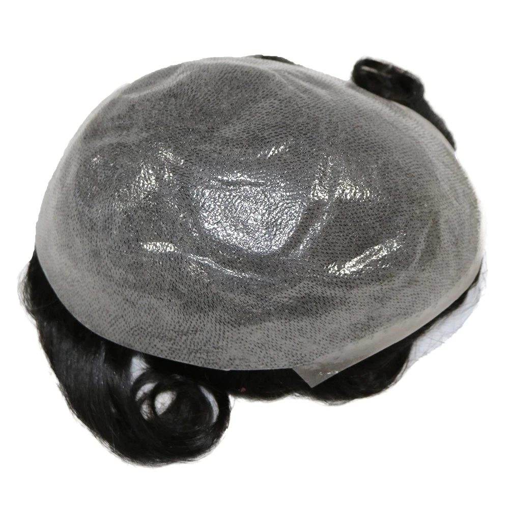 Ash Blonde Grey Men's Capillary Prosthesis Natural Hairline Men Toupee Human Hair 0.04-0.05mm Super Thin Skin Replacement System