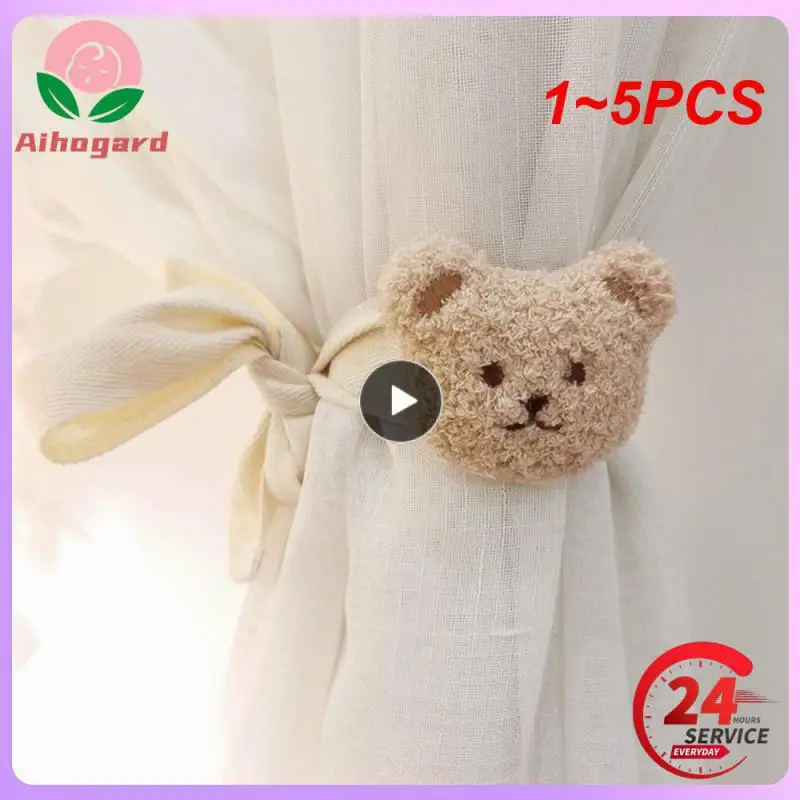 

1~5PCS Cartoon Embroidery Bear Curtain Binding Strap Cotton Tie Rope Curtain Buckle Mosquito net Tie Rope Hoom Decor 82CM