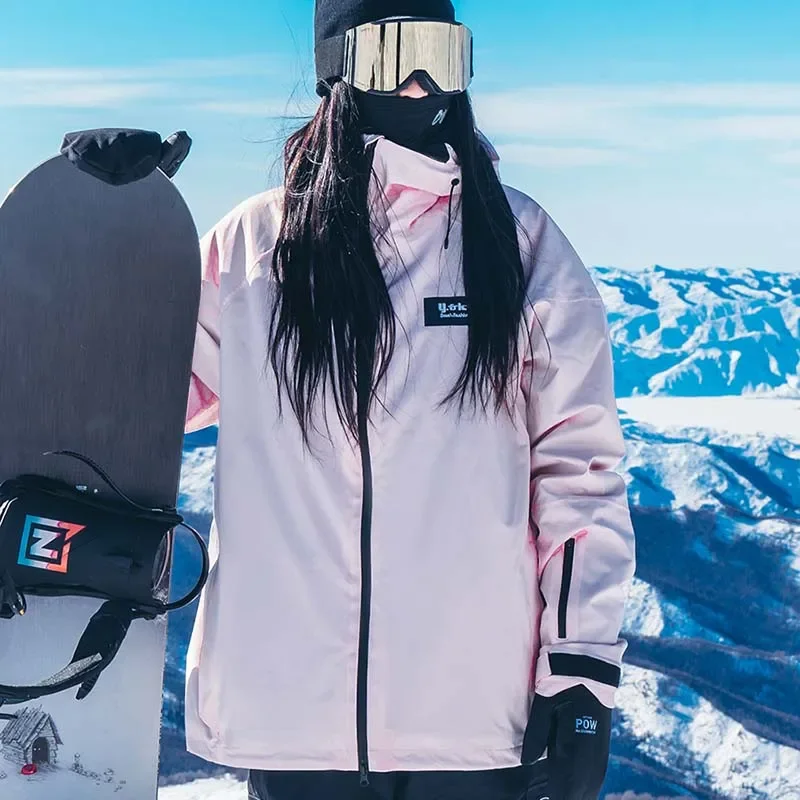 New Men Winter Solid Warm Outdoor Skiing Coat Windproof Waterproof Snowboarding Jackets Polyester Hooded Zipper Sports Ski Coats