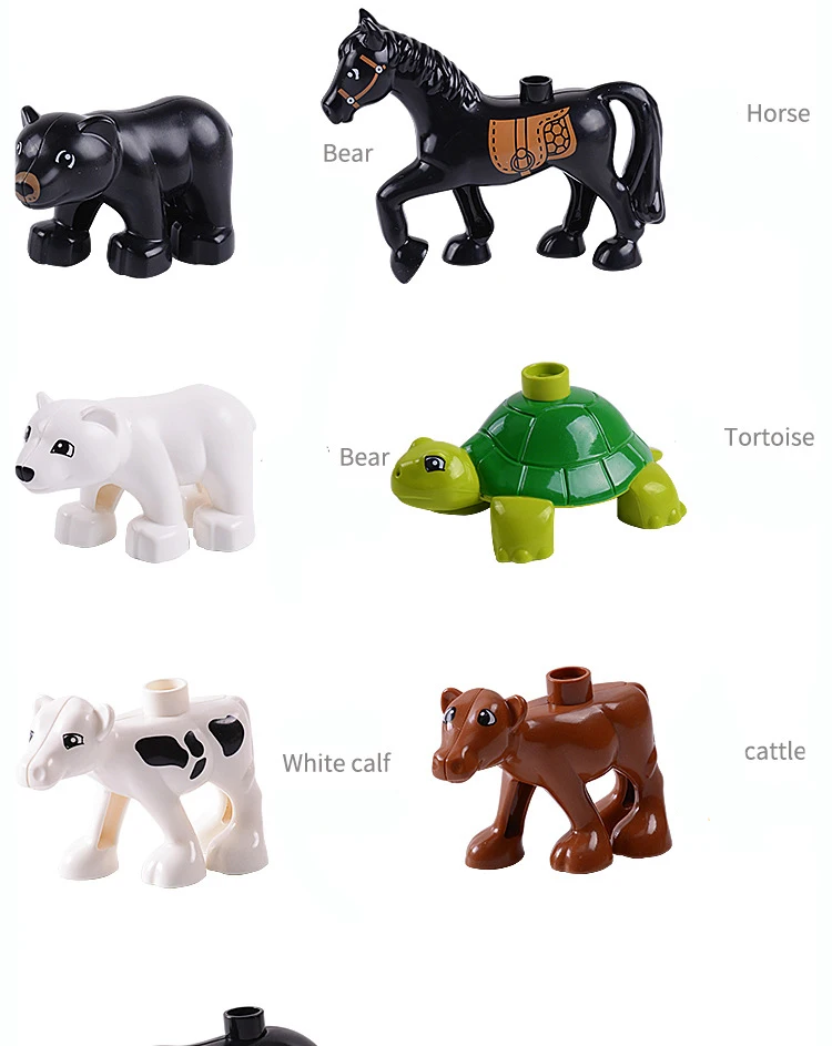 Moc Big Size Building Blocks 75 Styles Cat Dog Pig Rabbits Lion Whale Model Accessories Bricks Farm Zoo City Animals For Kid Toy wooden block puzzle