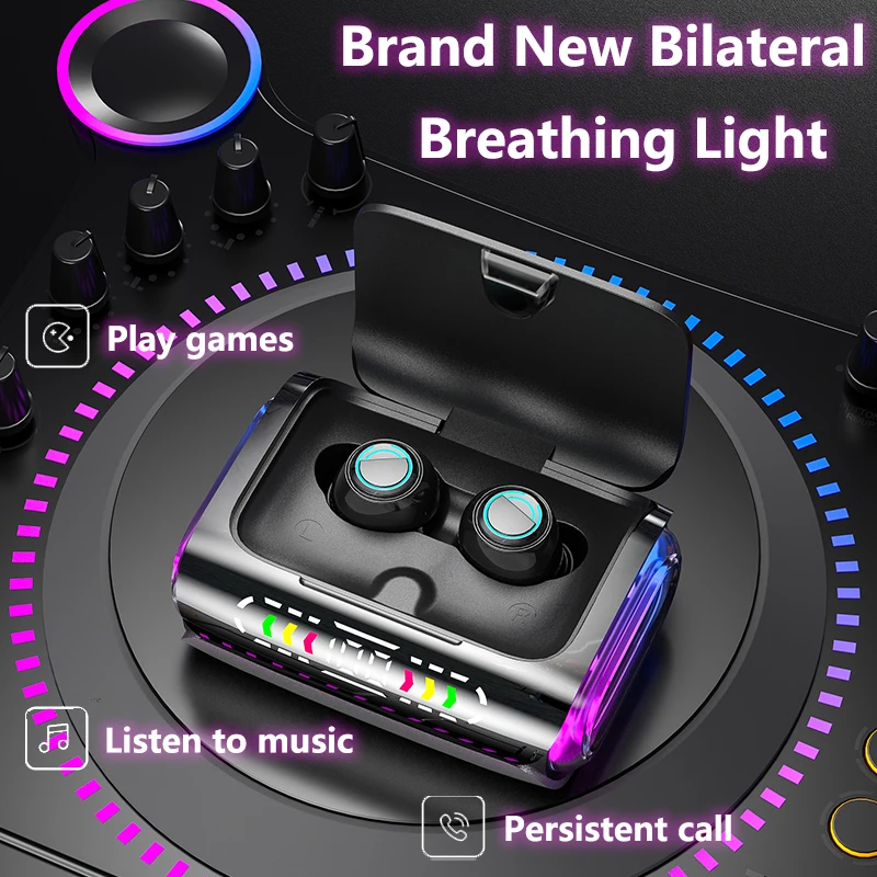 

New TWS Wireless Bluetooth Headset 5.3 DX-01 Smart Fingerprint Touch Noise-cancelling Waterproof Headphones Gaming Headset