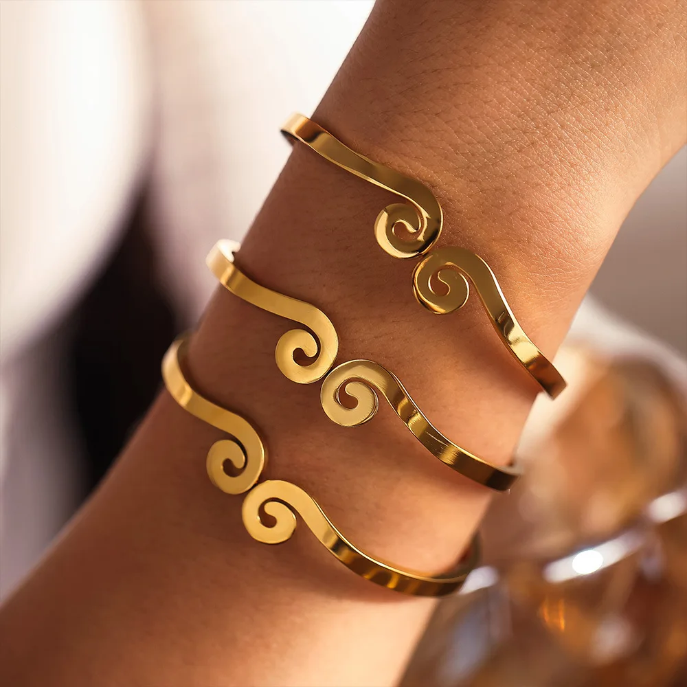 Wukong Gold Plated Bangle Bracelet For Women Stainless Steel Ethnic Waterproof Luxury Charm Couple Jewelry Gift 3