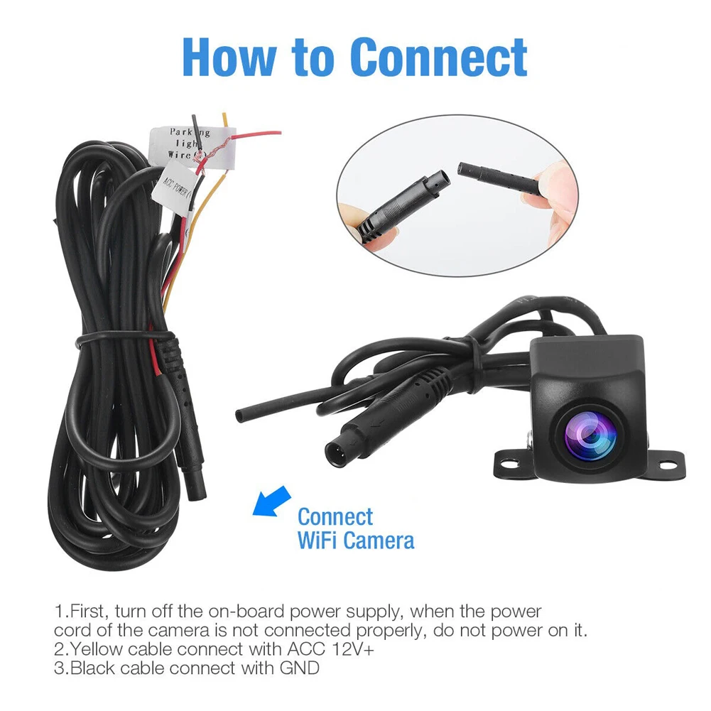 Telecamera di Retromarcia HD IP67 Impermeabile, Wireless WiFi, Visione Notturna, Angolo di Visione 175 Gradi, Compatibile con Android e iOS - Image 3