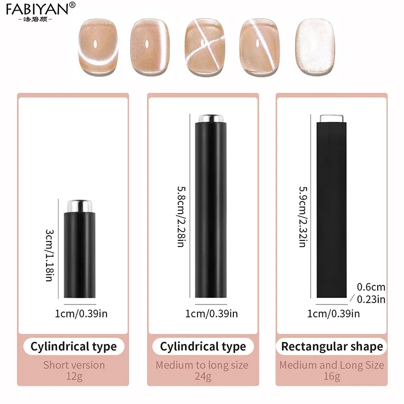 Cylindrical/Strip-shaped Cat Eye Nail Magnet Stick Powerful Magnet Rod Suitable For Gel Polishing Manicure Accessories And Tools