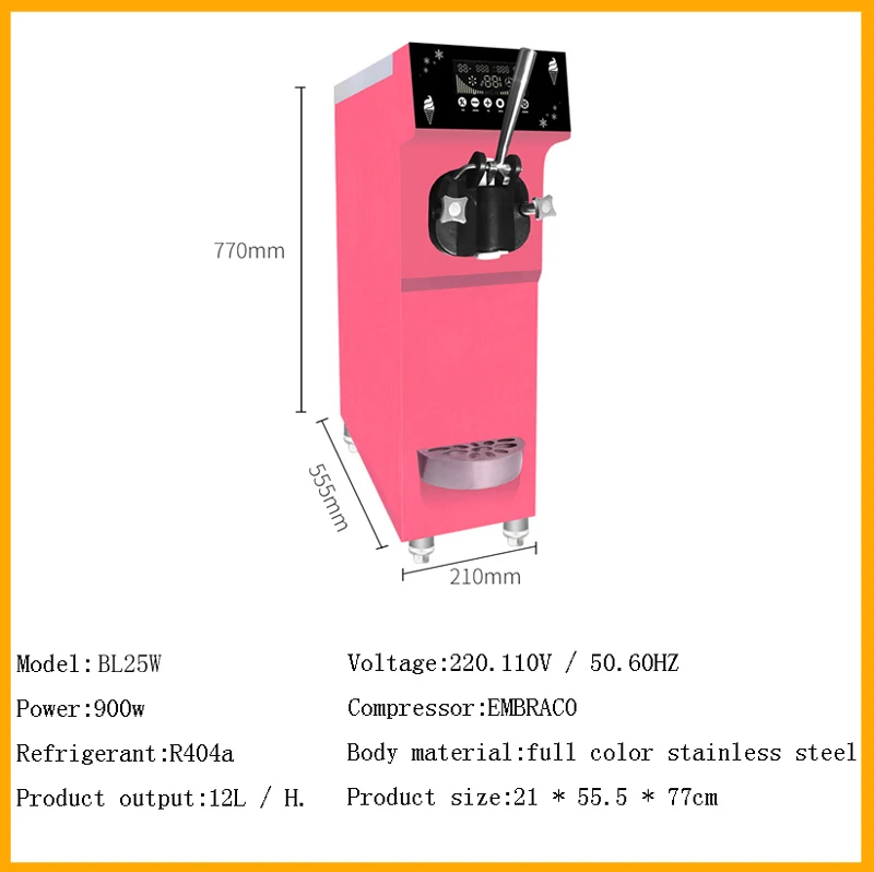 Description Picture 6 of itemIce Cream Machine Table Top Hard Ice Cream Yogurt Maker 1400W Automatic Benchtop Gelato Home Appliance Commercial