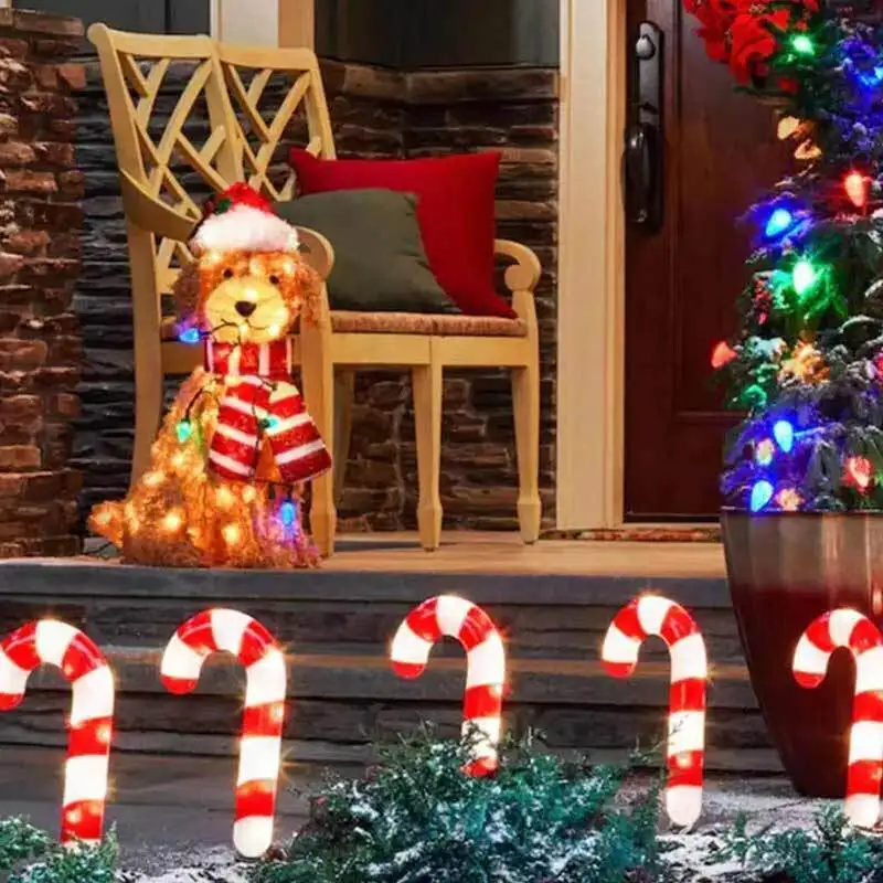 Christmas Lighted Goldendoodle Decor Waterproof LED Dog Figure Ornaments Wearing Xmas Hat for Home Garden Front Pathway Walkway