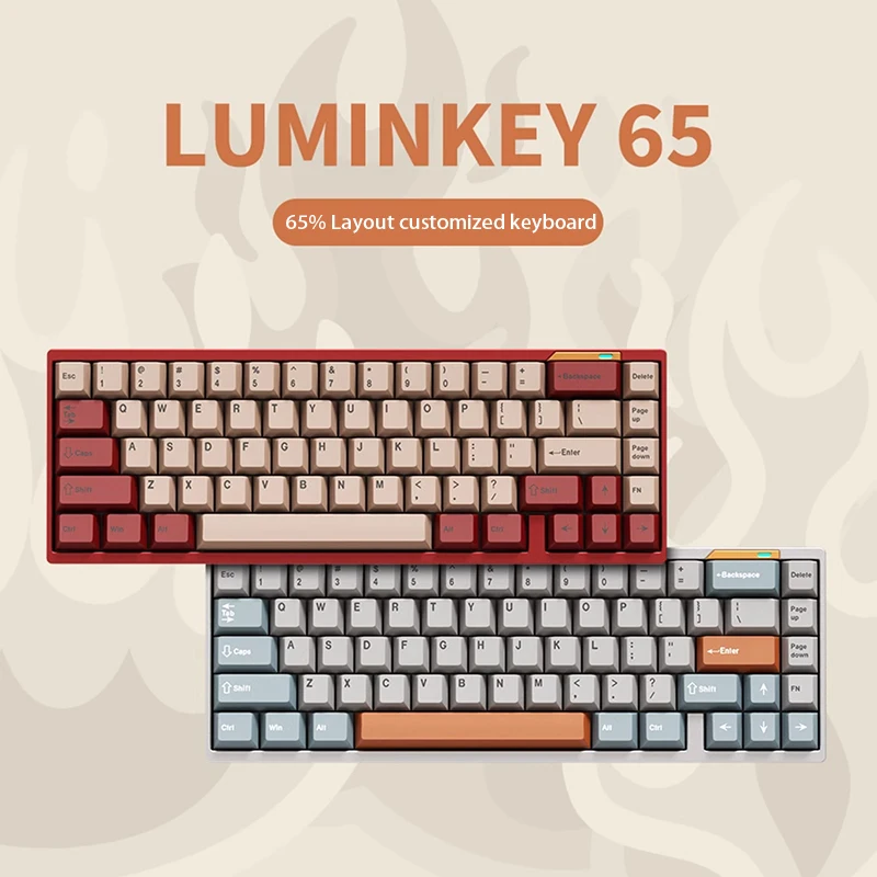 Luminkey65 알루미늄 기계식 키보드, 블루투스 2.4G, 무선 3 가지 모드, RGB 백라이트, 핫스왑 PBT 키캡, 게임 E-스포츠