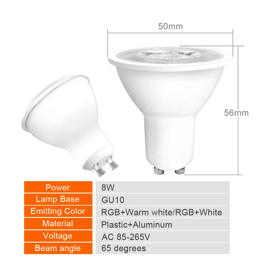 Lampe GU10 5W LED RGB