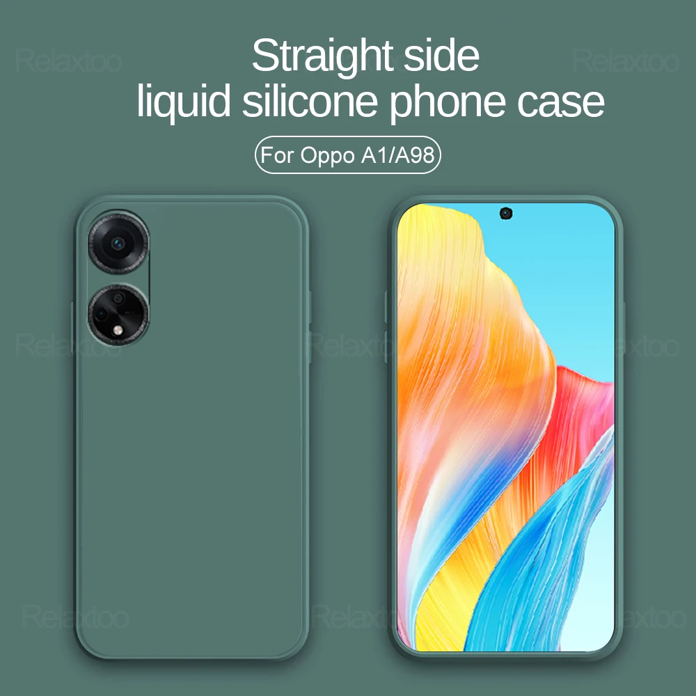 Cover Morbida In Silicone Liquido Con Bordo Dritto Per Oppo A98 5G Custodia Antiurto Coque Oppoa98 Orro Ro Orro A98 A 98 98A 5G 2023 6.72"