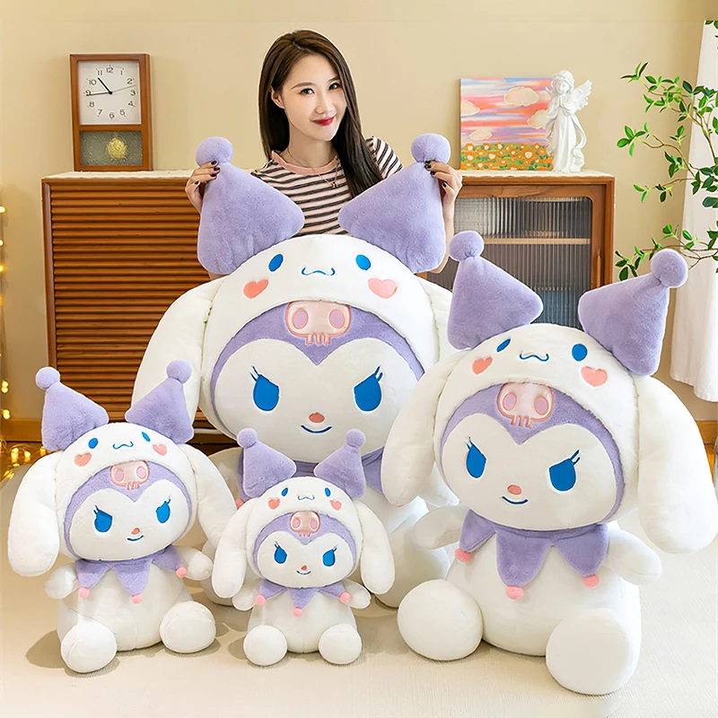 55cm New Transformation Sanrio Kuromi Plush Doll Large Size Kawaii Plushies Soft Stuffed Toy Pillow Children Girls Birthday Gift