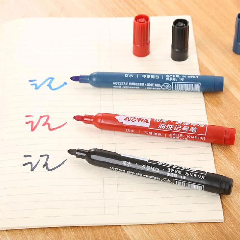 2pcs Thickening Marker Plastic Oily Waterproof Permanent Marker Pen South Korea Stationery Office Student Outdoor Ink Pen permanent marker pen marker pens permanent marker permanent markers markers pen