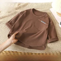 Children's Long Sve Base irt Korean Sle Simple Design Autumn Loose Baby Top Boys Girls Trendy Clothing 2024 New Arrival