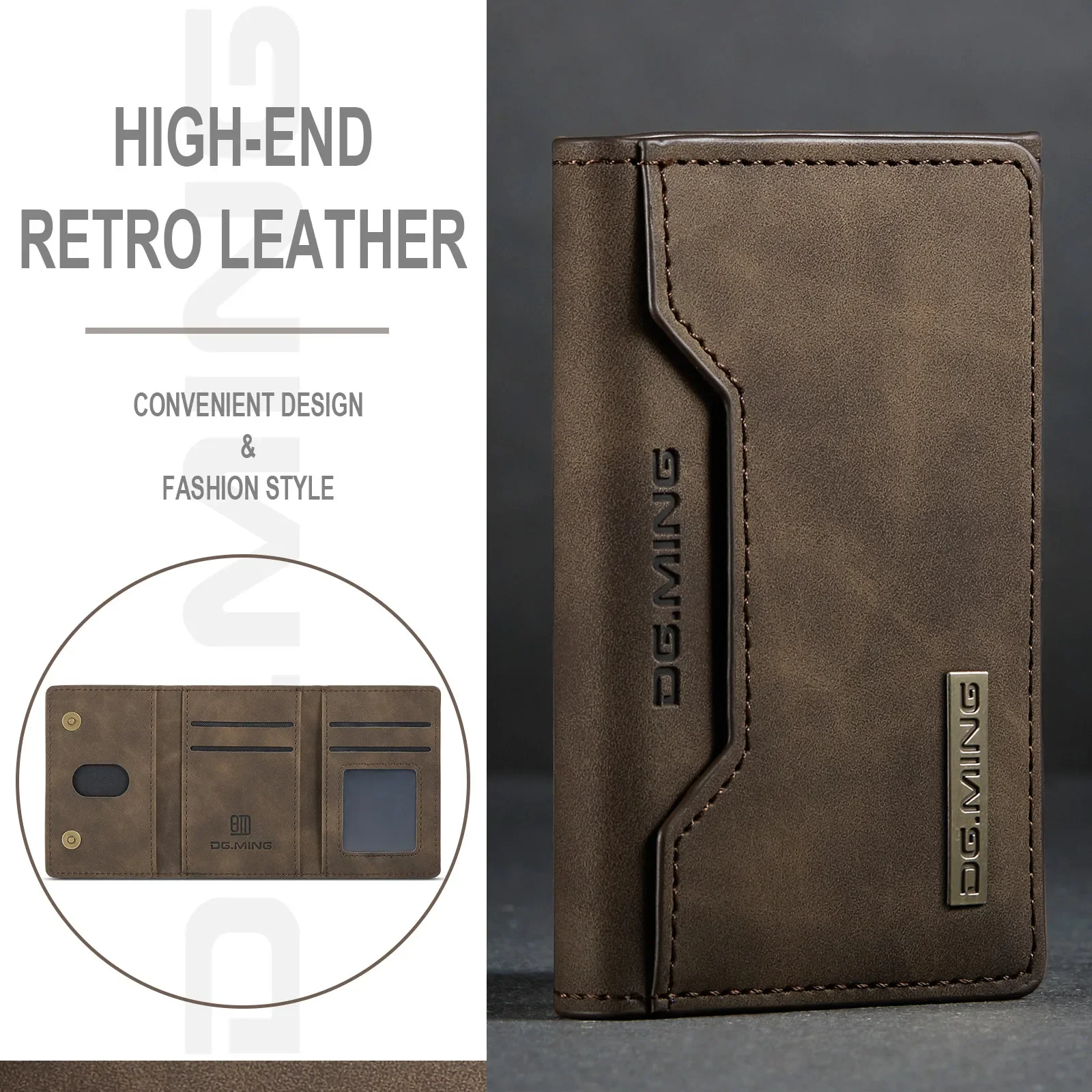 Premium Detachable Magnetic Leather Wallet Case with Card Slots