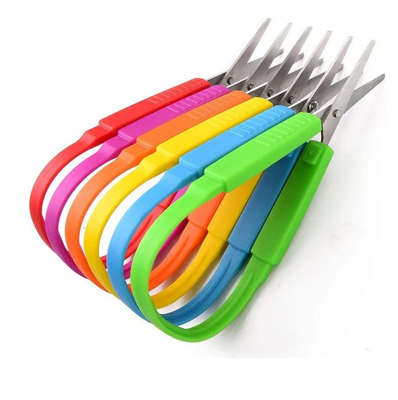 Self-Retracting U-Shaped Safety Scissors for Kids - 13 pcs Ring Grip Paper Cutting Tools