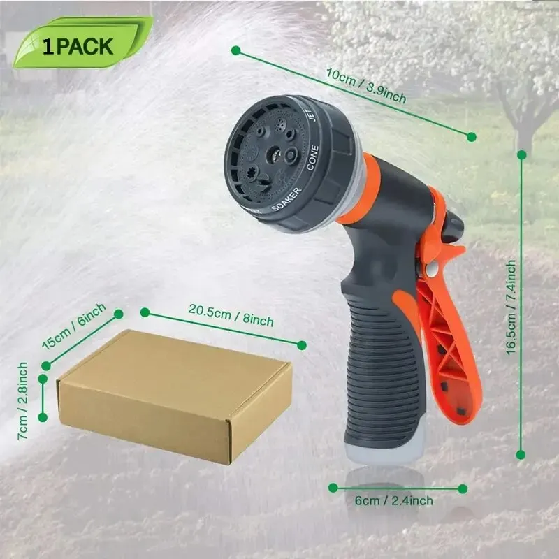 Garden Hose Spray Gun 8 Way Hand Sprayer Spray Nozzle for Watering Lawn Car Washing Pet Bathing Sidewalk Cleaning water gun,water spray nozzle,plant watering device