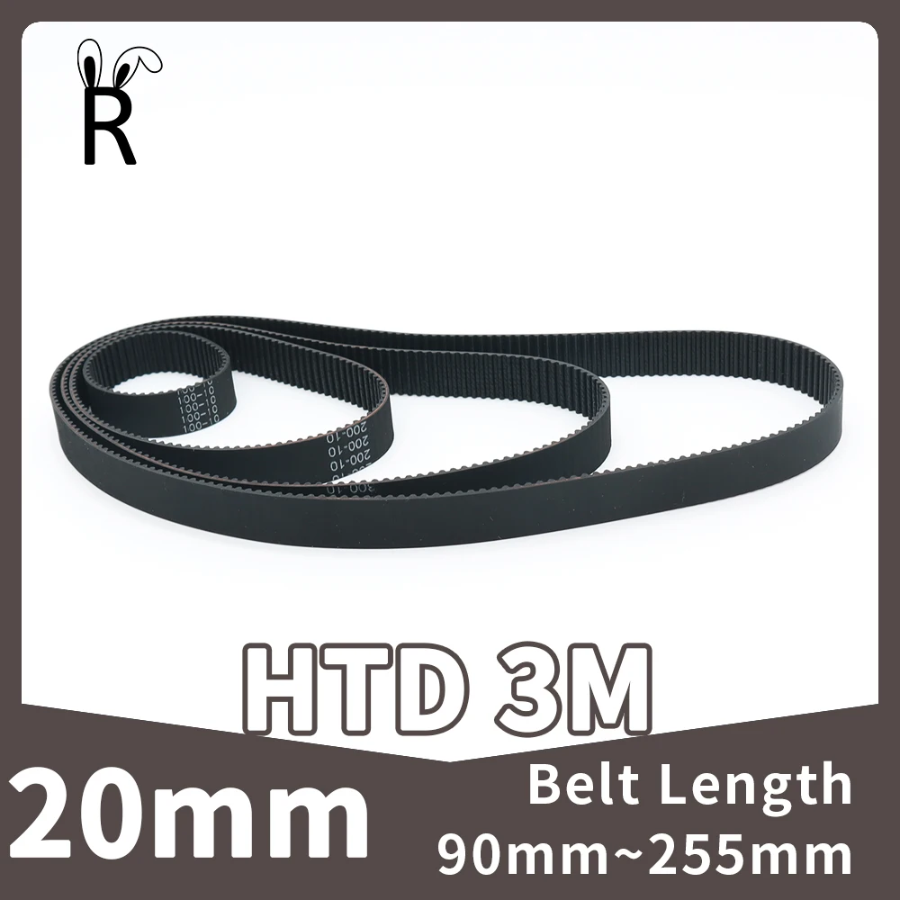 Timing Belt Width 20mm HTD 3M Pitch 3mm Length 90mm~255mm 3M Number Of 30Teeth~85Teeth HTD3M Closed Loop Rubber Synchronous Belt