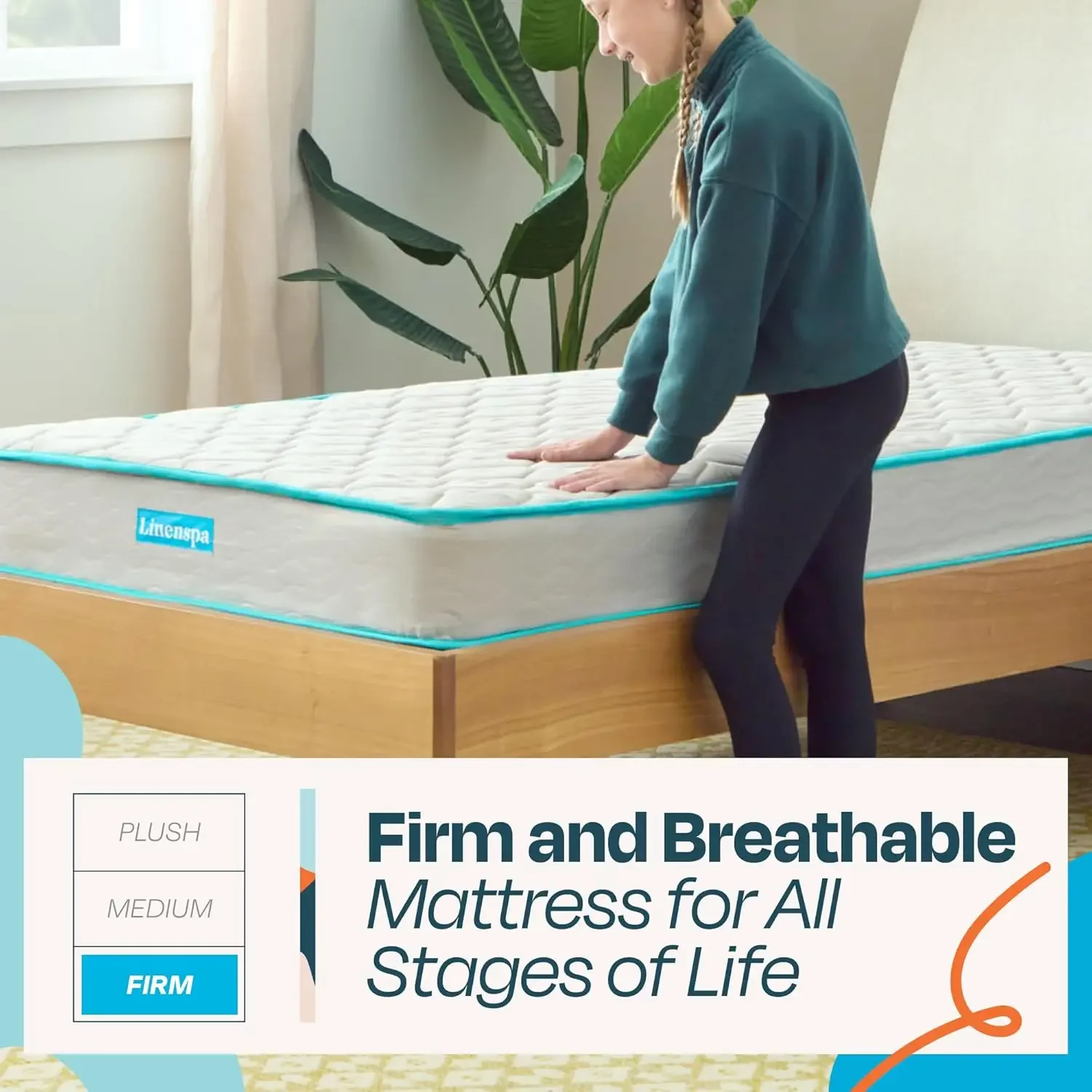 6 Inch Mattress Firm Feel Bonnell Spring with Foam Layer  Mattress in a Box Youth or Kids Bed Guest Bedroom Durable a 3