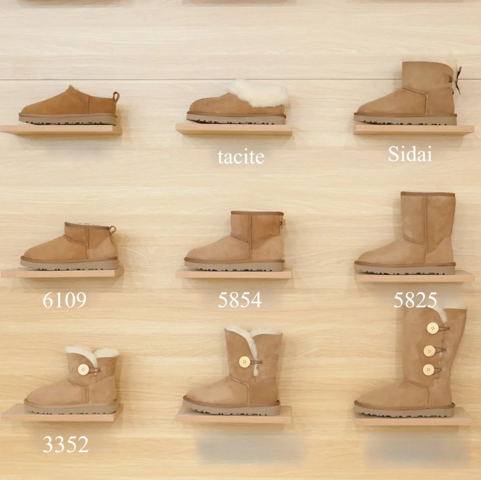 Snow Boots Collection for Women in Winter, Thin Sole with Suede Sheepskin Fur, Women's Cotton Shoes, Women's Boots