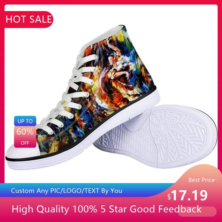 

Ballet Girl Painting Women Flats Sneakers Shoes Fashion High Top Canvas Vulcanize Shoes for Students Lacing Scarpe Donna