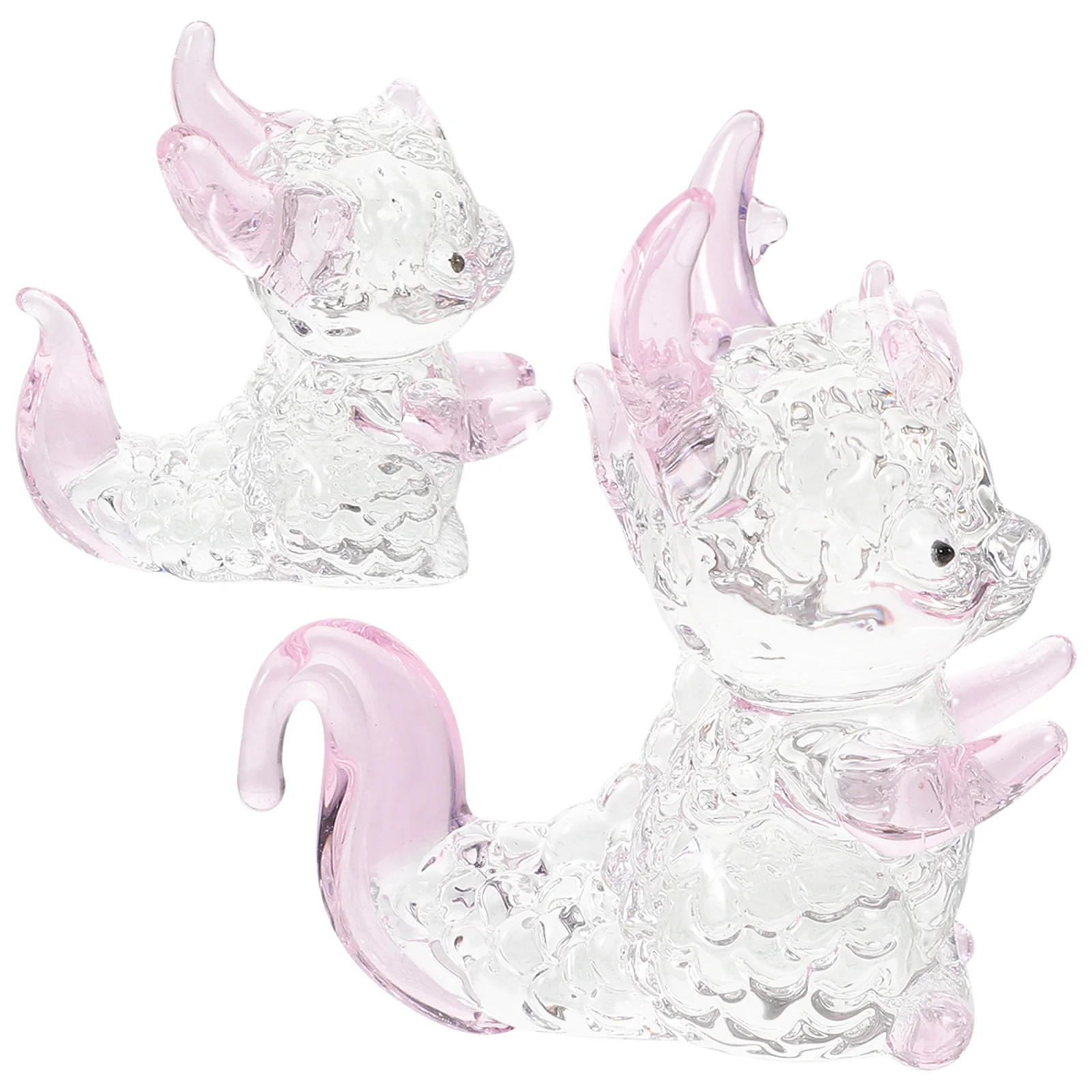 

2pcs Dragon Figurine Lovely Crystal Dragon Statue Desktop Mini Animal Sculpture Home Ornament