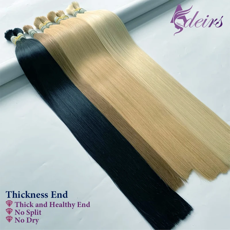 ADEIRS High Quality Bulk Hair Extensions Human Hair 100% Real Natural Hair Black Brown Blonde 613 Color 16-24inch for salon 6