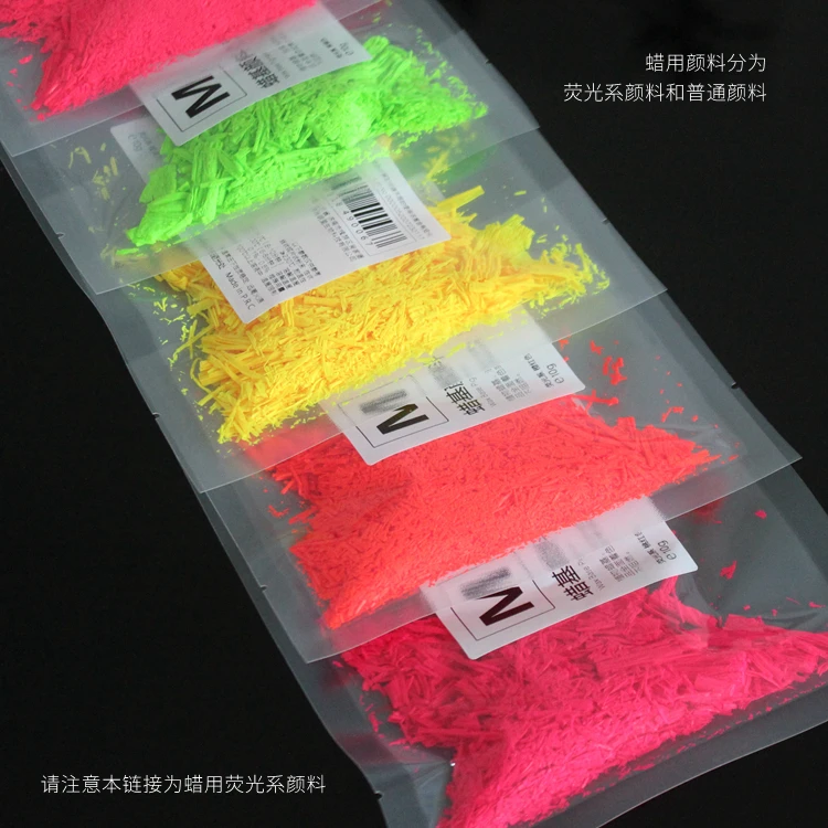 Description Picture 5 of item10g Handmade Aromatherapy Fluorescent Candle Pigment Coloring Powder Candle Dyes Oily DIY Soybean Wax Making Material