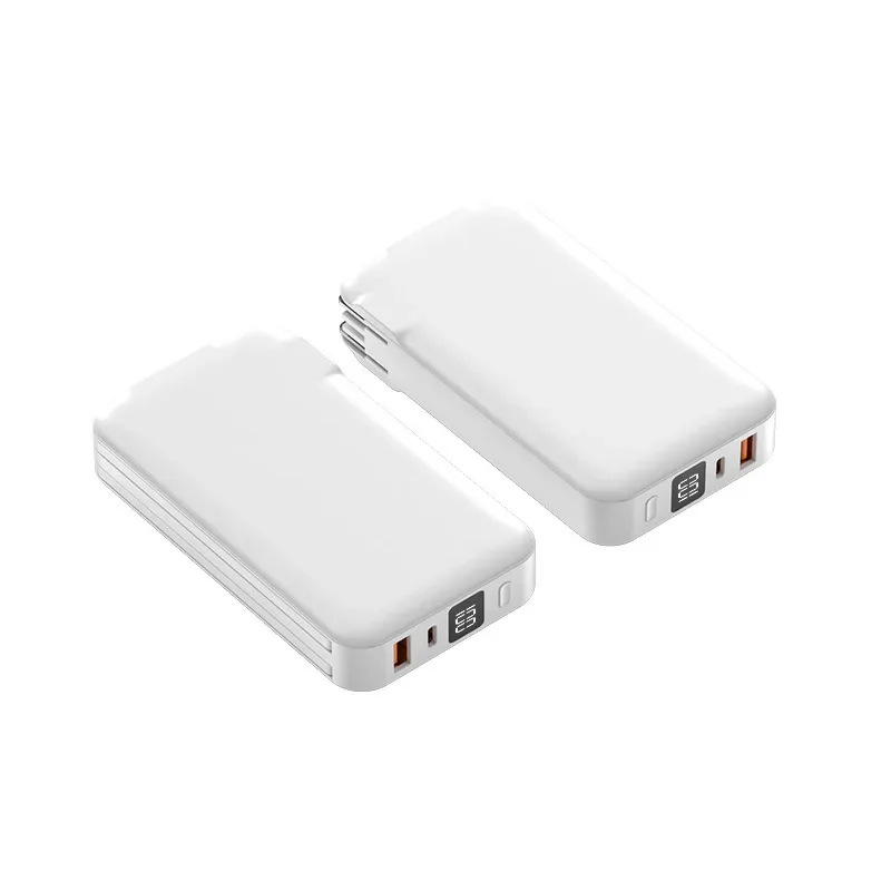Power Bank 10000mAh Fast Charging with Its Folding Wall Plug AC Plug Own Cable 22.5W Mobile Power Supply 5
