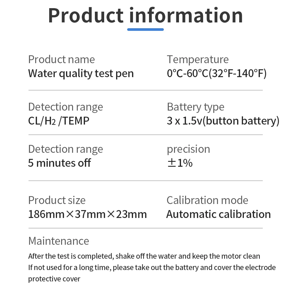S128e5c86bac547fd8dd2b9c0f2b5580bQ 5 in 1 Chlorine Meter Pen Water Quality Detector PH, H2, ORP TEMP CL2 Tester Multi-function Spa Swimming Pool Chlorine Monitor Mallzona
