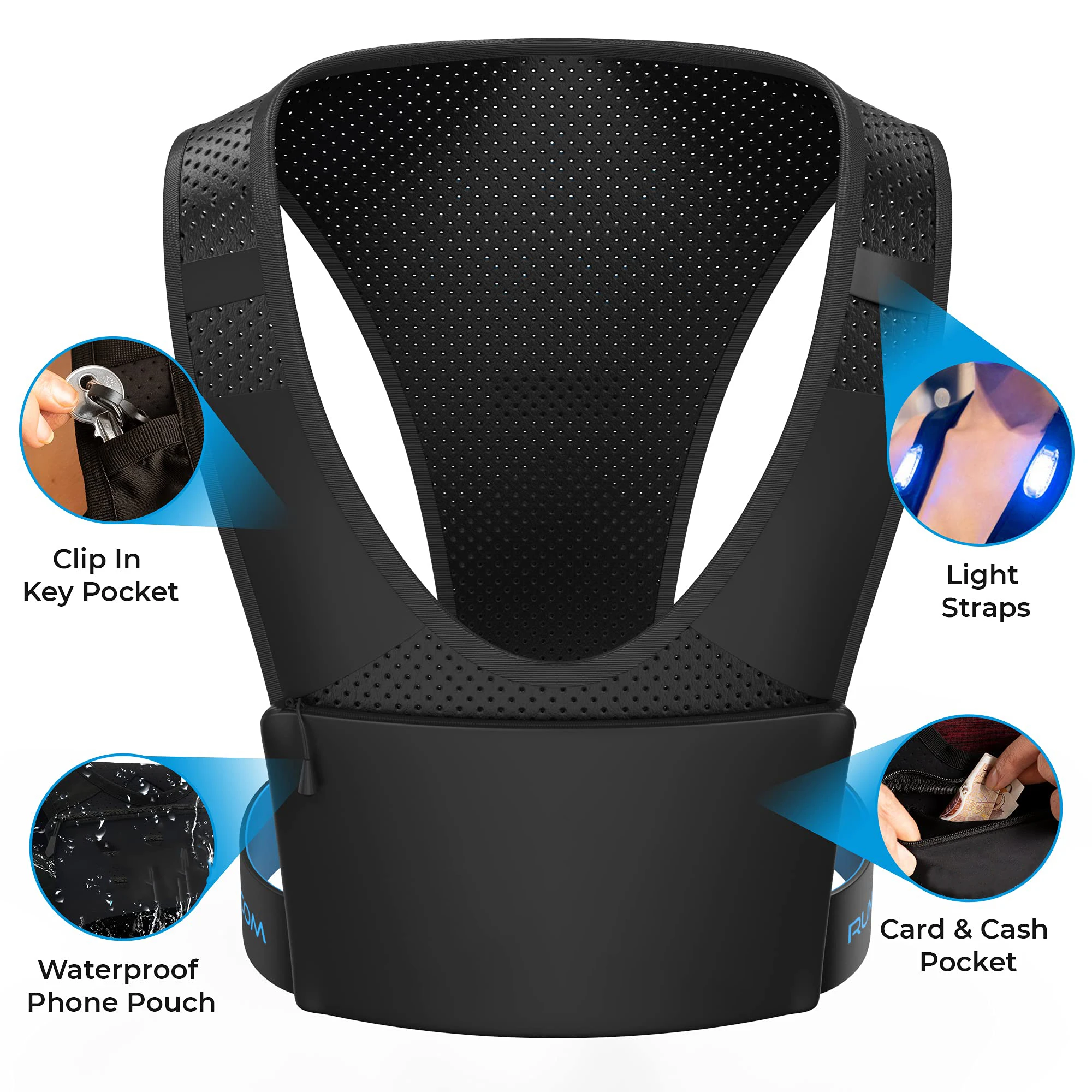 Running Phone Holder Vest Chest Pouch Train Reflective Jogging Vest Lightweight Light Straps Waterproof Reflective 2