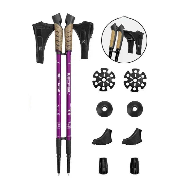 Internal Lock G30 Anti Shock Trekking Poles Nordic Walking Cane Aluminum Telescopic Camping Hiking Poles Crutches 2