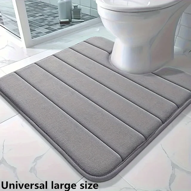 Tapis de toilette en forme de U, tapis de salle de bain, en mousse à mémoire de forme, antidérapant, super absorbant 3