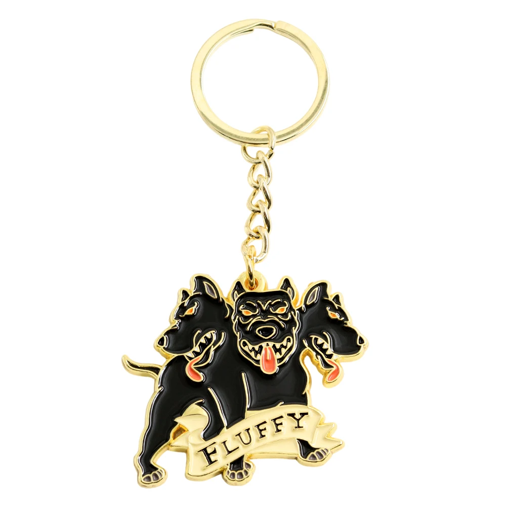 Dreiköpfiger Hund, flauschiger Schlüsselanhänger, Cerberus Hell Hound, Schlüsselanhänger, Schutzpatron, Anhänger, magische Kreatur, Schmuck