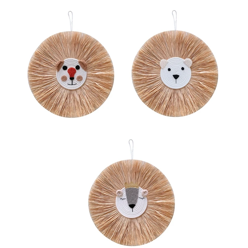 

Домашнее украшение, гобелен, Плетеный вручную, Мультяшные украшения с Львом, украшение с головой животного, настенное украшение для детской комнаты