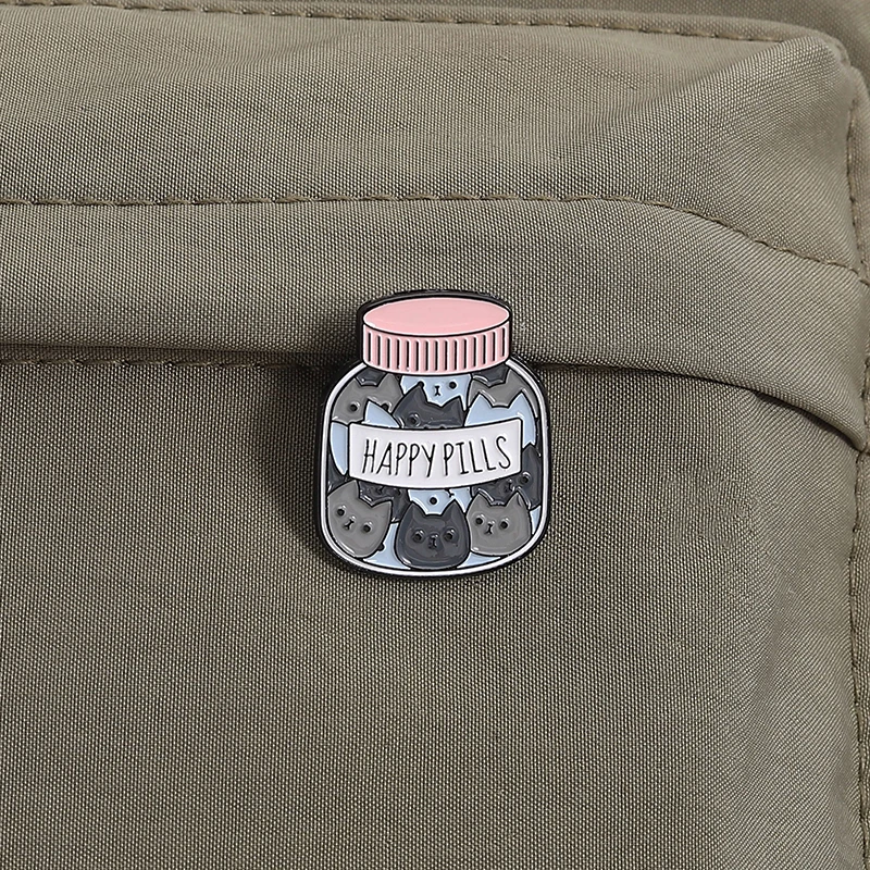 Niedliche Happy Cat Emaille Pin Happiness Potion Pawsitive Vibes Only Brosche Revers Abzeichen Schmuck Geschenk für Haustierliebhaber Freunde – Detail 10