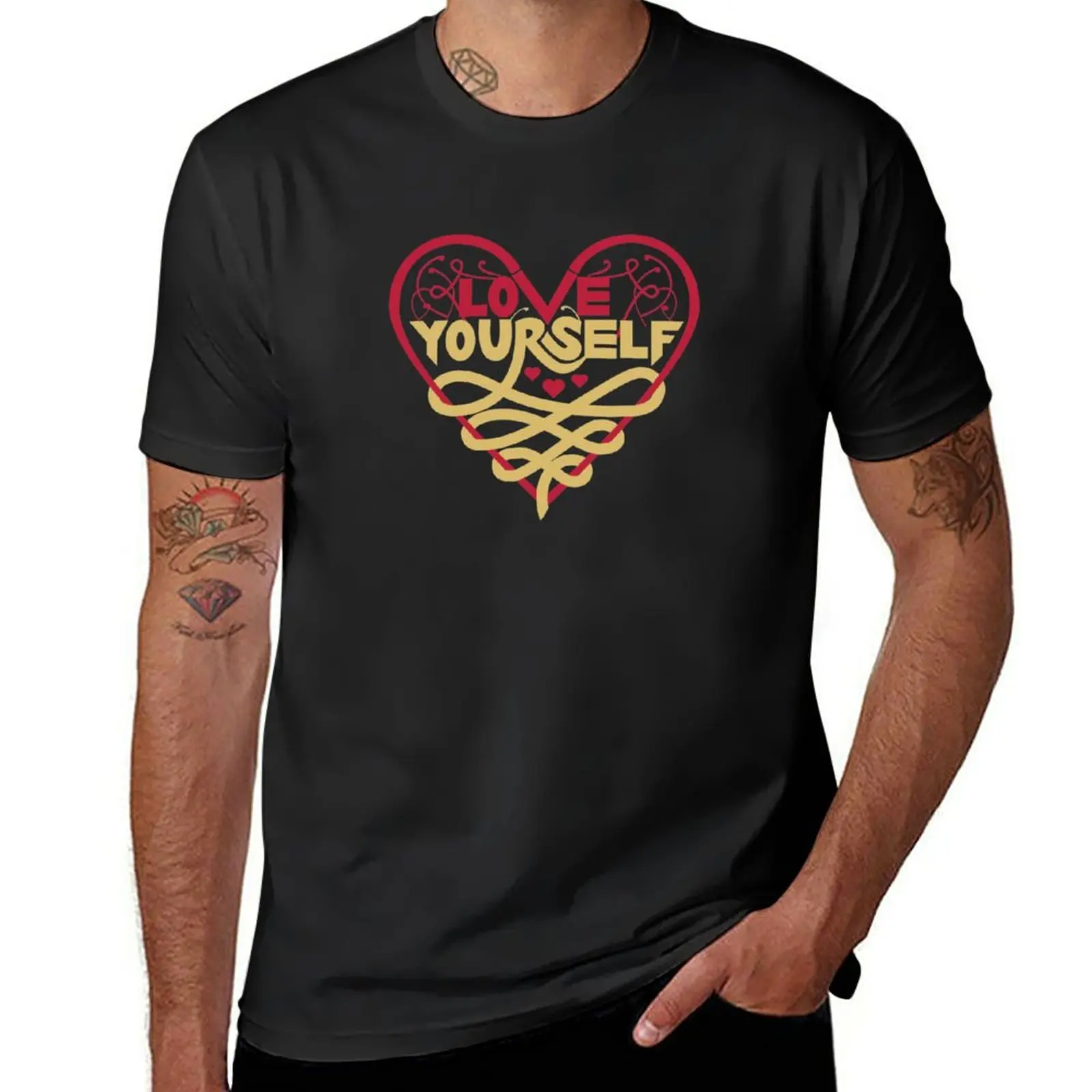 

Женская футболка с принтом Love Yourself, не белая футболка с коротким рукавом, черная Эстетическая одежда, мужская футболка с графическим принтом