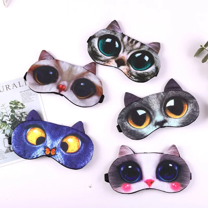 Women Men Sleep Eyeshade Eye Cover Cute Cat Dog Sleep Mask Eyeshade Cover Eye Mask 1pcs Sleeping Soft Blindfold Eyepatch 3