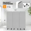 Room Divider Screen, Freestanding Privacy Partition Wall, Zipper Connected Panels with Wheels, Office Space Separator Light Gray 2