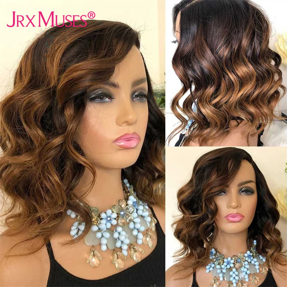 Short Bob Pixie Cut Loose Wave 13x4 Lace Front Wig 1B30 Ombre Colored Wig  Side Part Short Wave Bob Lace Front Human Hair Wigs| | - AliExpress