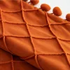 30x50cm 45x45cm Velvet Throw Pillow Cover with Cute Pompom Orange Pleated Decorative Farmhouse Boho Pillowcase Cuscini Divano 방석 4