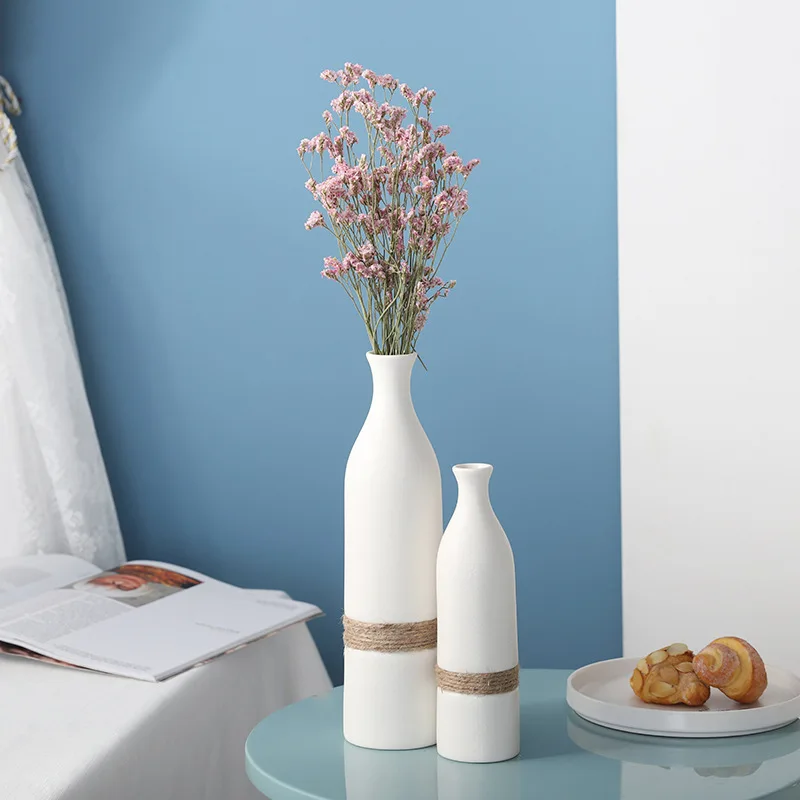 WhiteCeramicVaseLivingRoomDecorationVasesNordicDecorationHome
