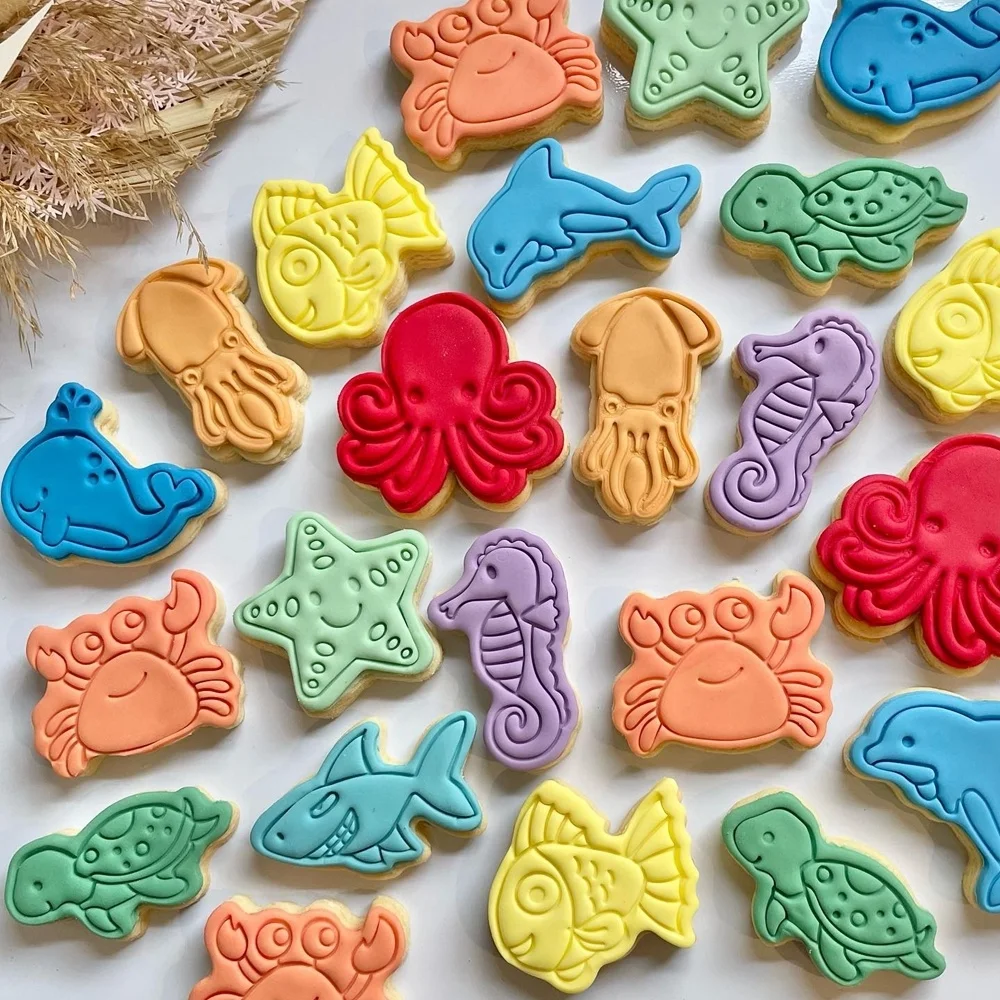 Sea Animal Cookie Molds 1pc Shark Crab Starfish Biscuit Bread Cutter for Under The Sea Birthday Party Supplies DIY Baking Tools cookie cutter,baking mold,cookie mould