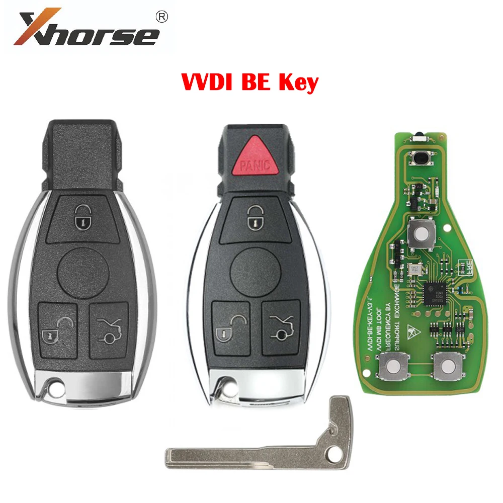 Xhorse VVDI BE Key Pro Improved Version For Benz Mercedes With 3/4 Buttons Smart Key Shell MB BGA Token Auto Car  Remote Fob PCB 2 buttons auto car key fob shell replacement flip folding remote key case cover with uncut blade fit for benz