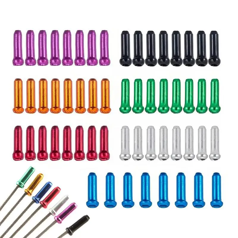 30-Pack Rainbow Anodized Bike Cable End Caps - Aluminum Alloy, Fits 1.8mm Brake & Shift Cables