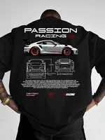 T-shirt d'été pour homme avec imprimé motif Racing haut de gamme, 100% coton respirant, col rond, style streetwear tendance 2