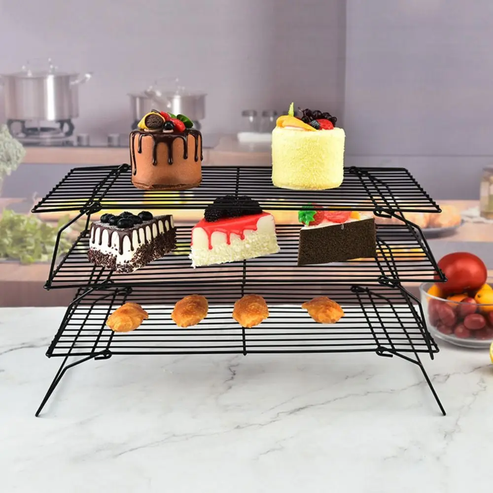 

Складная решетка для выпечки, поднос для барбекю из черной углеродистой стали с антипригарным покрытием, стабильное Охлаждение ноутбука